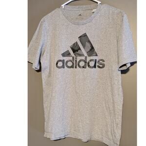 Adidas Amplifier Logo Graphic Crew Neck T-Shirt Short Sleeve Grey Black Small